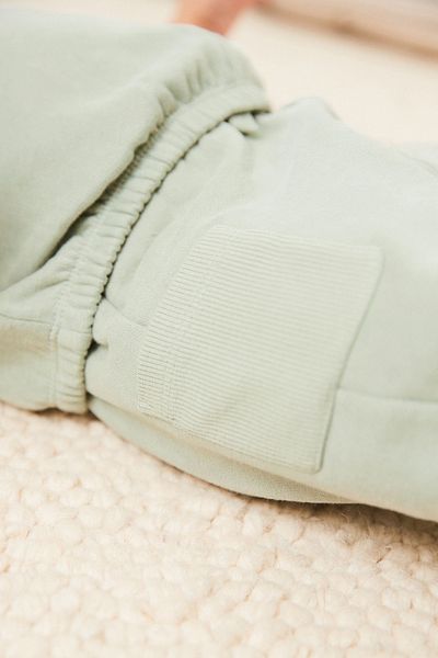 Next Baby 100% Cotton Sage Green Sweatshirt Jogger Top and Bottom Set