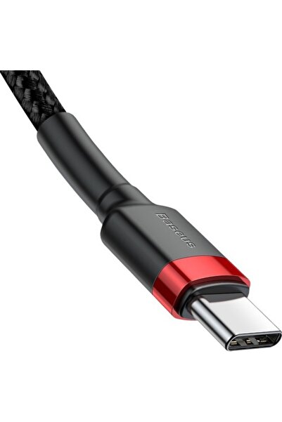 Baseus Cafule PD 2.0 60W Type-C iPad , Macbook Uyumlu Kablo 3A 2 mt Kırmızı+Siyah CATKLF-H91
