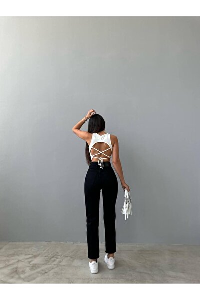 LAMİRA Mom Black Trousers Jean Flexible High Waist