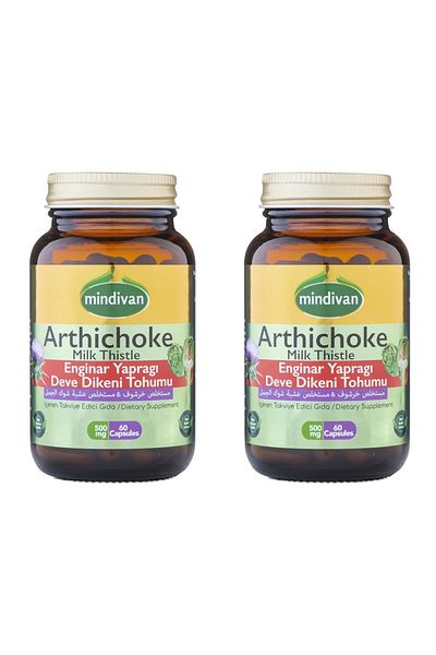 Mindivan Artichoke Leaf Milk Thistle Extract Healthy Liver 500 mg 60 Capsules x2 Piece
