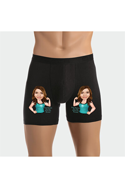 TexKid Kişiye Özel Fotoğraflı Kaslı Kadın Tasarımlı Hediye Erkek Man Boxer