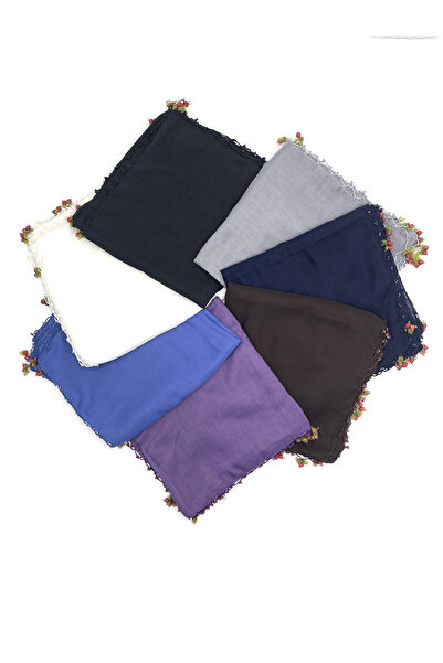 nazipek 7'li Set Pamuklu El Işi Kiraz Oyalı Boncuklu Eşarp Hediyelik Yazma 100x100cm Toptan