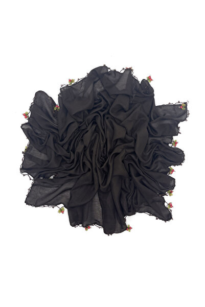 nazipek Памучен ръчно изработен шал с бродерия от череши и мъниста, кафяв, ви...