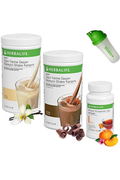 Herbalife Shake Vanilya 1 Çikolata 1 Çay Şeftali Aloe Vera Shaker