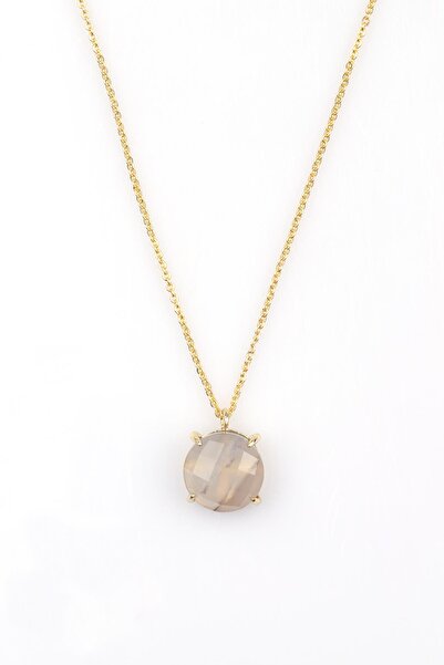Alibaba Doğaltaş Bulutlu Kuvars Doğal Taş Gold Renkli Kolye