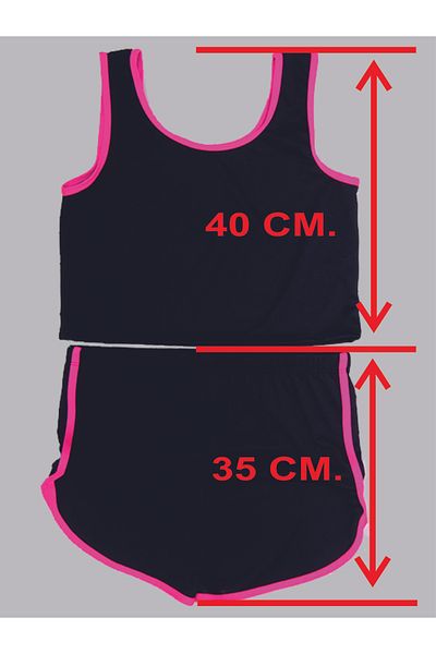 AŞAR MODA TEKSTİL Γυναικεία Μαύρη Φωσφορίζουσα Crop Top και Σορτς Νυχτικό Σετ Μπλούζα