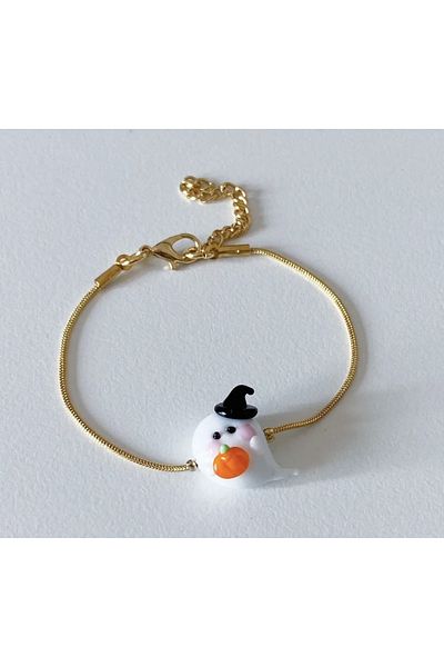 CHARMLUCKY Murano pumpkin ghost bracelet
