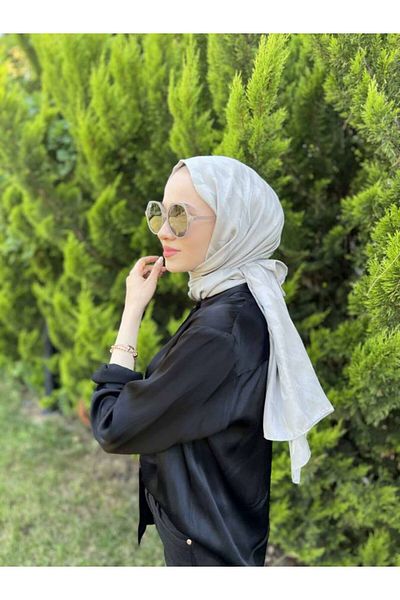 VALORSCARF Silver Gray Houndstooth Silky Jacquard Shawl