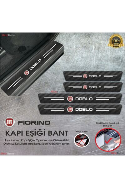 Sm Motors Fiat Doblo Logolu Karbon Kapı Eşiği Koruyucu Suni Deri 4'lü Set