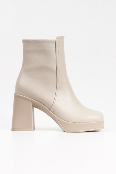 mermaid shoes - YENİ SEZON Kadın Bej 10 cm Topuklu Fermuarlı Tarz Bot