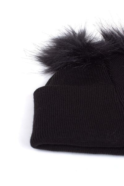Accessory City Унисекс детска черна шапка с помпон