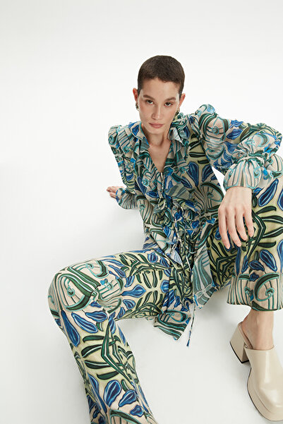 adL Bağlama Detaylı Desenli Pantolon