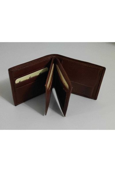 firdevsi hobi Real Leather Horizontal Men's Wallet with Coin - Gold Series