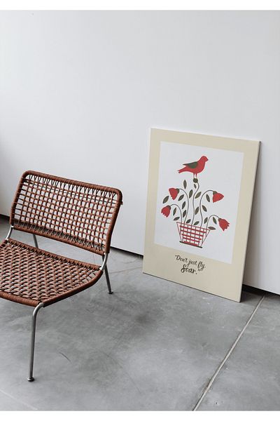 Hiruko Tasarım Atölyesi Ξύλινη ζωγραφική τοίχου Red Bird Grey, Maine (1800) Νο:1 Ζωγραφική με κορνίζα Αφίσα Ζωγραφική Red Bird