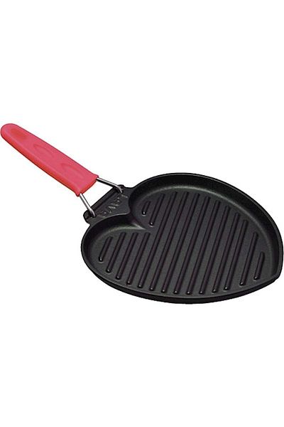 Lava Wire Handle Grill Pan Heart Shaped Green Yellow Silicone Handle