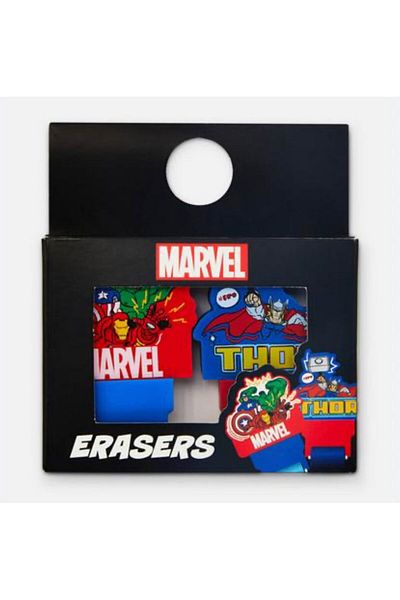 QUEEN AKSESUAR Imported 2-piece large roll-on sliding eraser set for boys, Marvel Thor.
