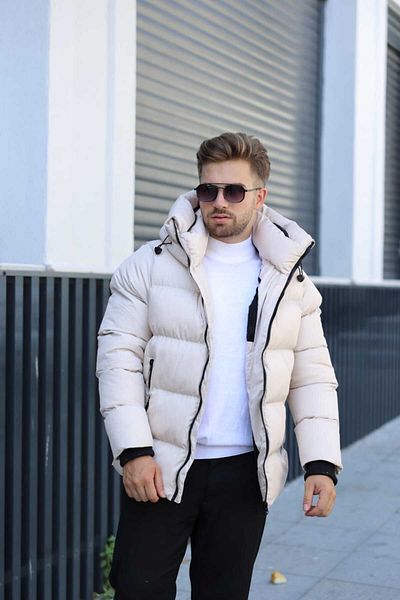 GOOD FASHION Men's Waterproof Hooded Puffer Jacket with Fur Inside