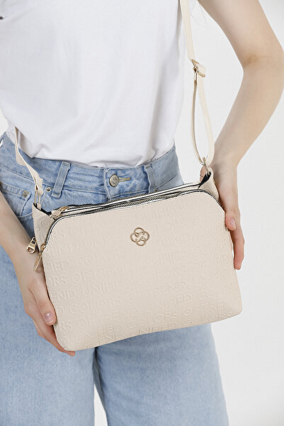 Luxe Bag Geantă de damă crem Geantă de calitate cu curea încrucișată cu trei ...