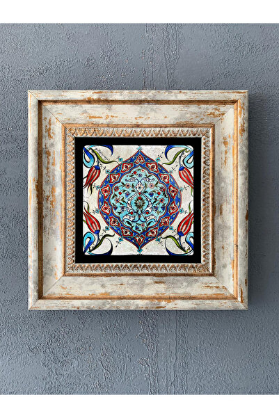 Oscar Stone Decor Çerçeveli Taş Duvar Dekoru 20 x 20 cm Çini Desen