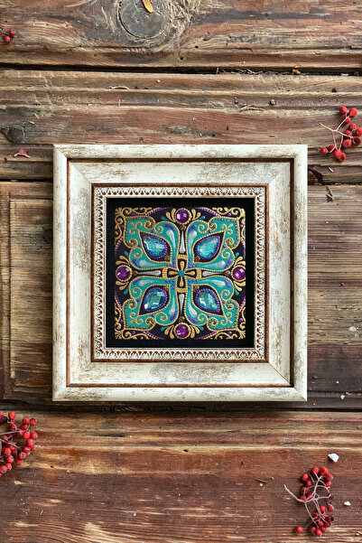 Decor Framed Stone Wall Decor 20 x 20 cm Pattern Tile