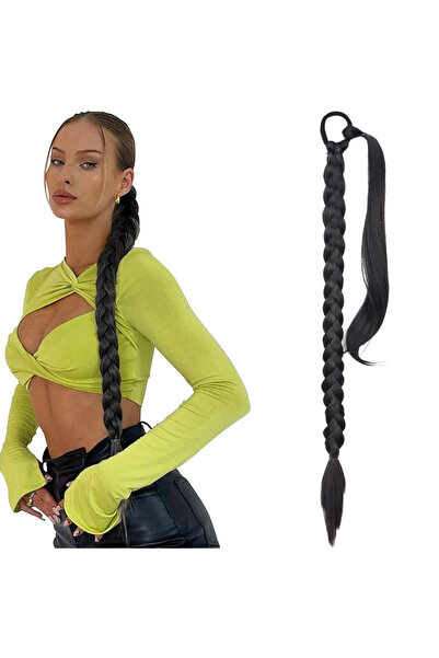 Suzan Peruk Păr tip coadă de cal, extra lung, cu împletitură elastică