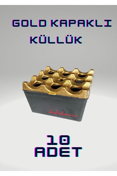 kukohomes Grilled Gold Ashtray,Melamine Ashtray,Cafe,bar ashtray,Square Base Ashtray with Gold Lid 10 PCS