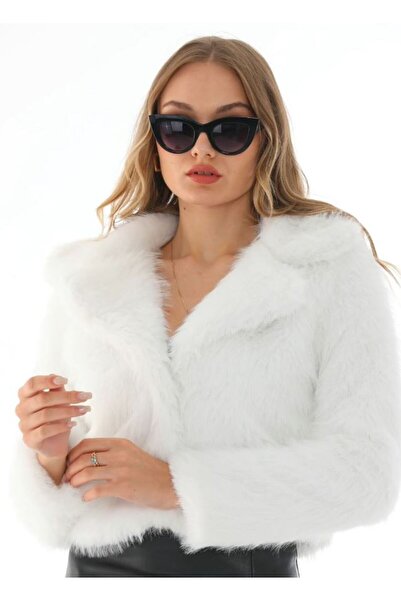 Lady Pixie Дамски къс плюшен пуловер - къс шал-яка