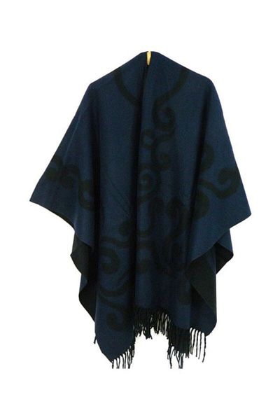 Forum Fashion Keel Patterned Jacquard Poncho