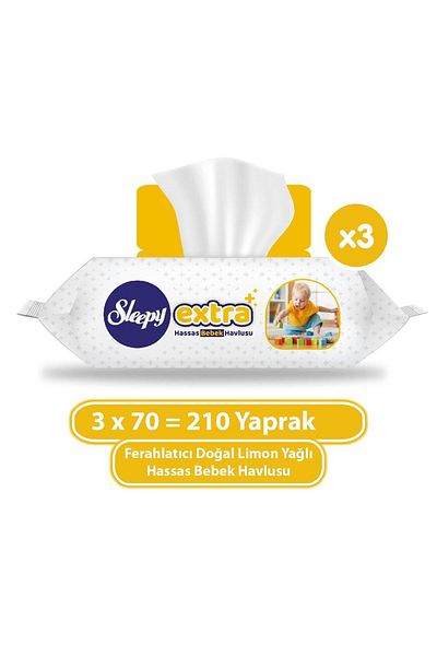 Sleepy Extra Sensitive Wet Towel 3x70 (210 Sheets)