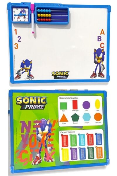 YILDIRIM OYUNCAK لوح كتابة سونيك برايم مع قلم وعداد قابل للمسح - لوح كتابة تعليمي ممتع مقاس 41 سم
