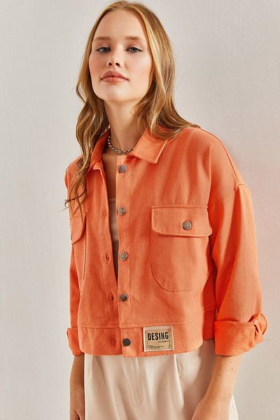 Bianco Lucci Women's Double Pocket Gabardine Jacket
