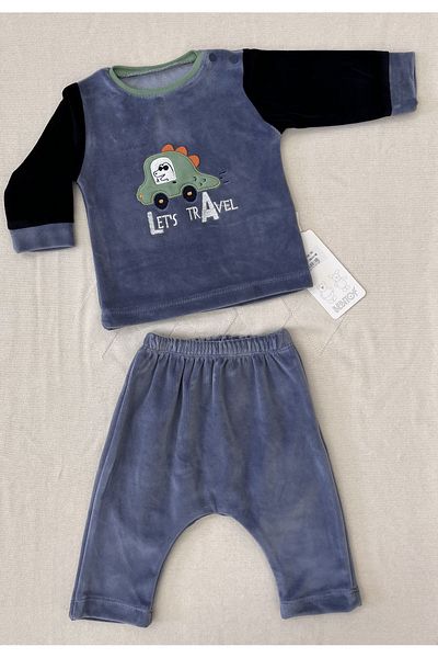 Bebitof Dinosaur with car 2-piece velvet set