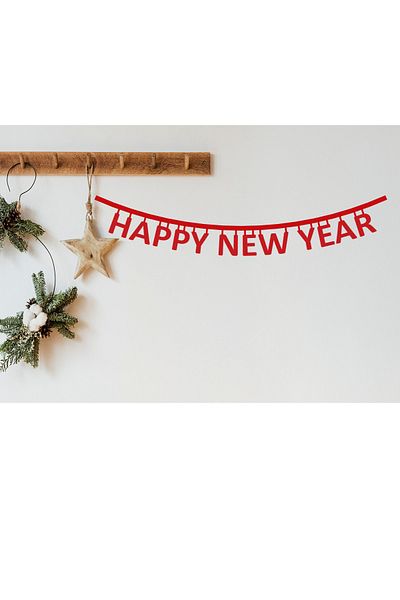 Feymoons Happy New Year Happy Birthday Felt Lettering 90 CM Red DEPAKECE1002