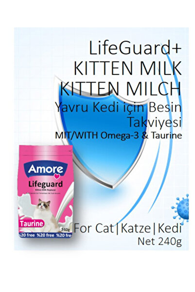 AMORE Lifeguard 240gr Yavru Kedi Süt Tozu, Daisy Kitten Konserve, Biberon, Mama Kabı Set