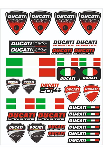 MOTOSEPETİM MOTOSİKLET DUCATI MONSTER KASK GRENAJ STİCKER ETİKET DUCATİ KARIŞ...