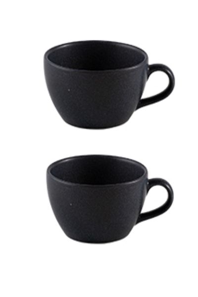 İkram Dünyası Reckless 270 Cc Cappucino Cup and Saucer - Anthracite Set for 2