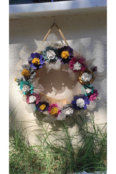 Mimoza Kozalaklı Kapı Süsü-duvar Süsü 35 Cm