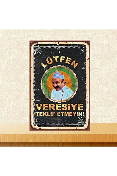 TAKIFİX Lütfen Veresiye Teklif Etmeyin 20-30 cm Retro Ahşap Poster