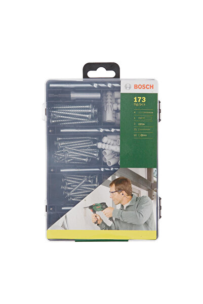 Bosch 173 Parça Aksesuar & Sabitleme Seti, Matkap ucu, Vidalama ucu, Vida, Dü...