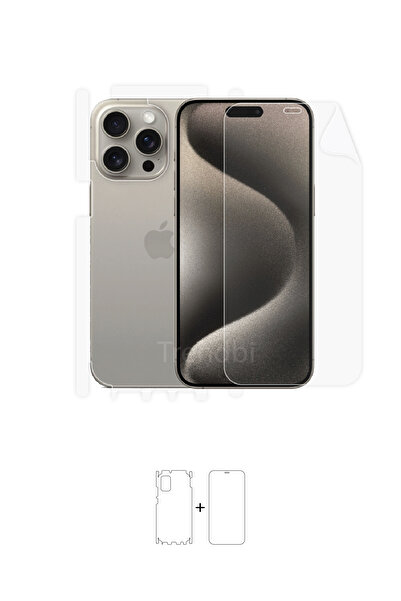 Wrapsol Iphone 15 Pro Max Full Body 360 Derece Ön Arka Ve Yan Koruyucu Poliüretan Film