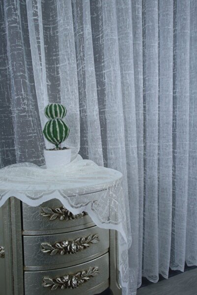 PERDECITY Shantung Pattern, Jacquard Tulle Curtain, 1/2 Sparse Pleated Size 200