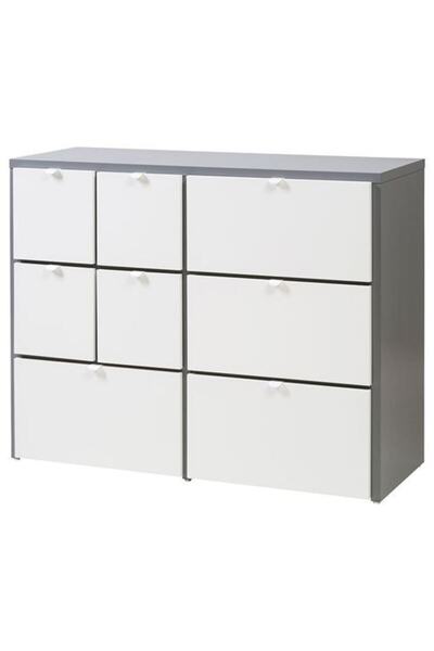 HOMHET Vısthus, 8 Çekmeceli Şifonyer, 122x96 Cm, Gri-beyaz