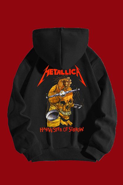 ARC Shoping Φούτερ με κουκούλα με κουκούλα με στάμπα Metallica - 3 κλωστές