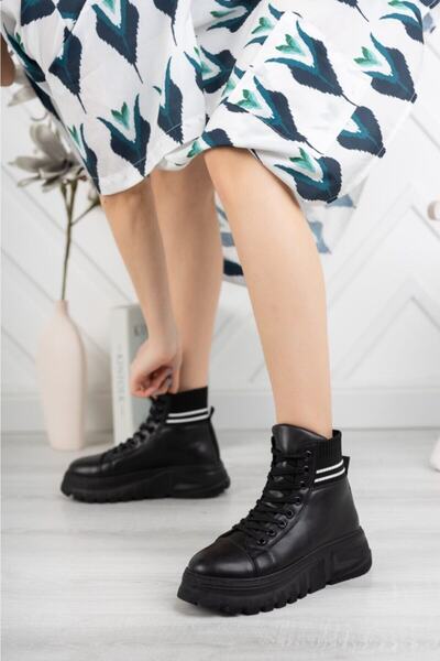 sedora shoes Kadın Triko Siyah Bot& Bootie &postal Kalın Taban