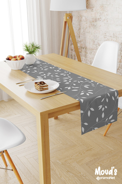 Moud's Τραπεζομάντιλο Runner σε γκρι μοτίβο κλαδιών δέντρου