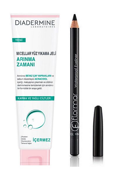 Diadermine Purification Time Face Washing Gel And Flormar Eye Pencil Black Eyeliner