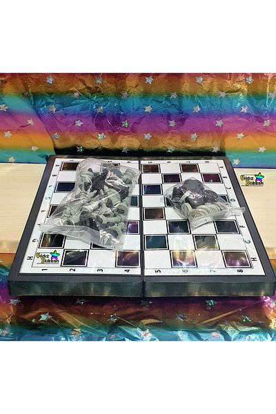 YıldızDükkan Educational Toy Chess Game Set Magnetic 3-Piece Game Set Backgammon Chess Checkers Strategy Intelligence Game Set