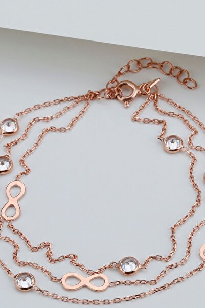 Şimal Silver 925 Ayar Gümüş Rose Sonsuzlu Bileklik