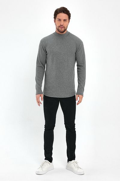 PELİTİSS Long Sleeve Half-Neck Corded Fabric Sweater