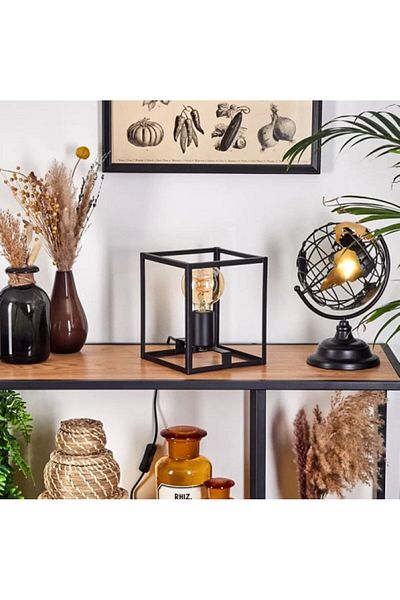 RİOLİGHT Black Modern13 Retro Vintage Rustic Lampholder Cube Metal - 20cmx20cm Lampshade